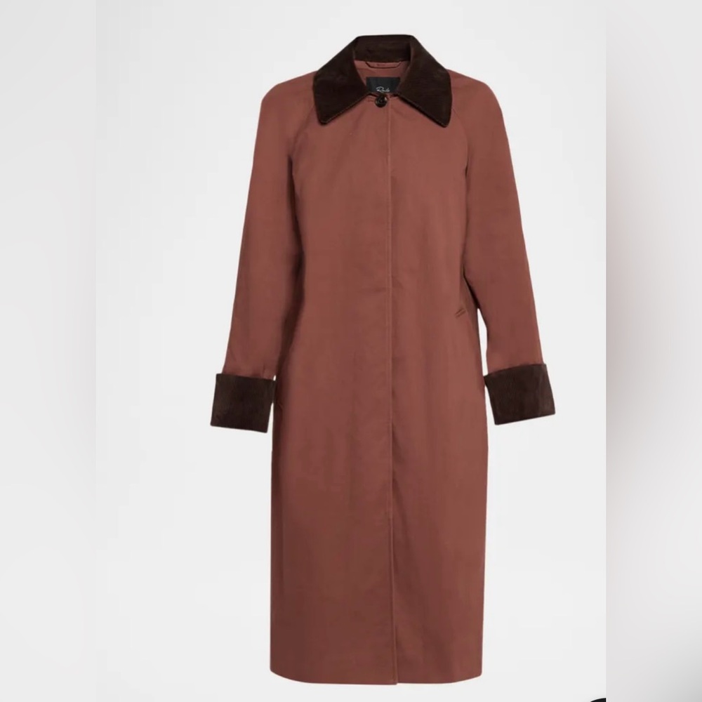 Levy Corduroy-Trimmed Trench Coat